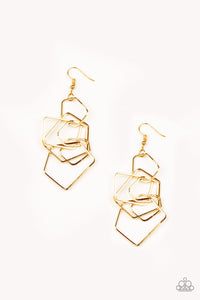 Five-Sided Fabulous - Gold Earrings