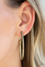 Load image into Gallery viewer, Globetrotting Glitter - Brass Hoop Earring
