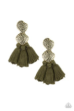 Load image into Gallery viewer, Tenacious Tassel - Green Post Earring
