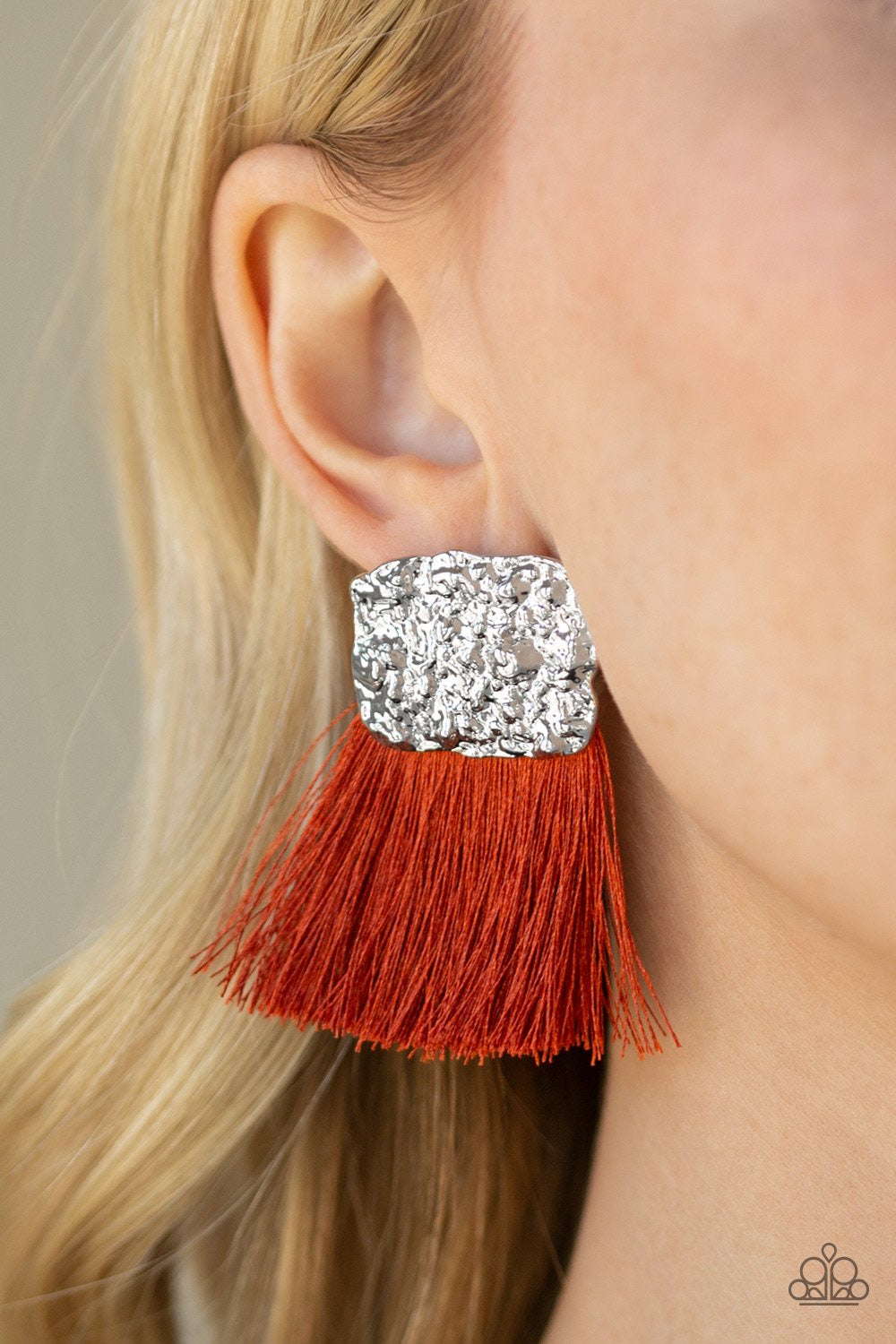 Plume Bloom - Orange Post Earring