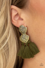 Load image into Gallery viewer, Tenacious Tassel - Green Post Earring
