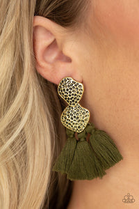 Tenacious Tassel - Green Post Earring