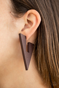 Boardroom Bravado - Brown Hoop Earring