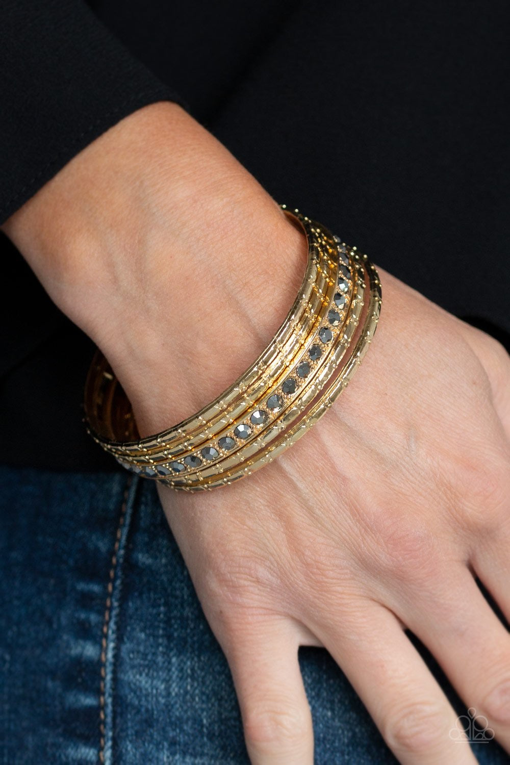 Glitzy Grunge - Gold Bracelet