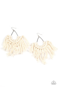 Wanna Piece of MACRAME? - White Earring