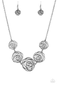 Rosy Rosette - Black Necklace